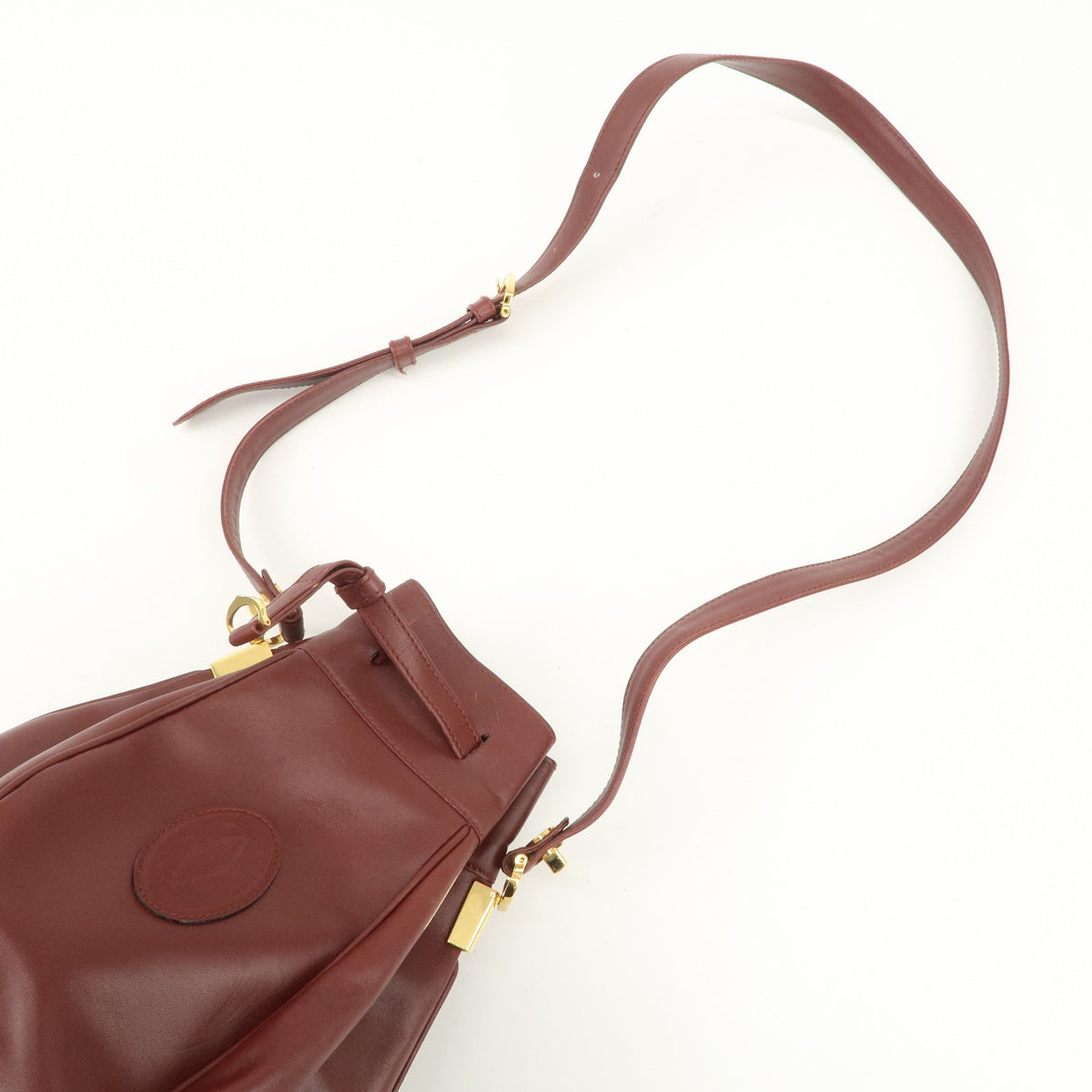 Cartier Must de Cartier Calf Leather Shoulder Bag Burgundy Authentic Used F/S5