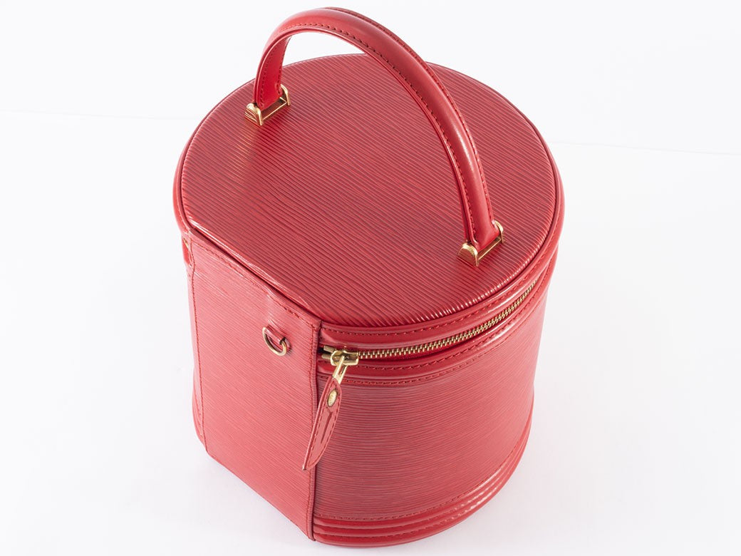 Auth Louis Vuitton Bag Cannes Vanity Bag Epi Castilian Red M48037 Reuse Used19