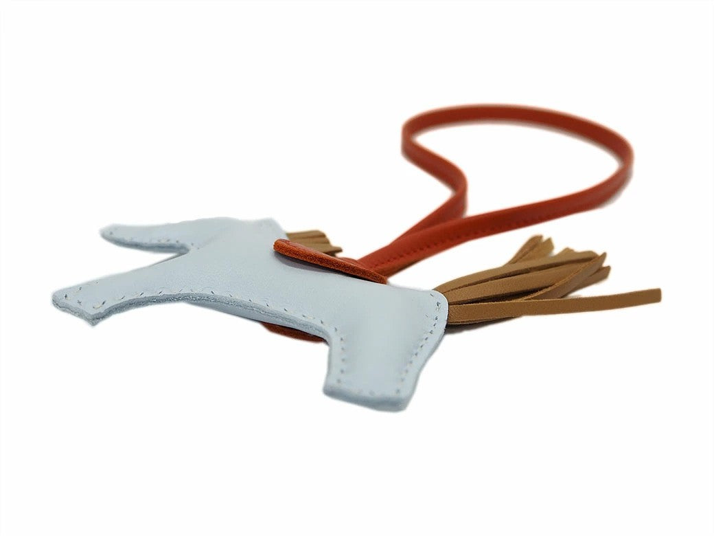 HERMES Rodeo PM Horse Bag Charm Bleu Brume Cornelian Chai Unused Preowned Auth1