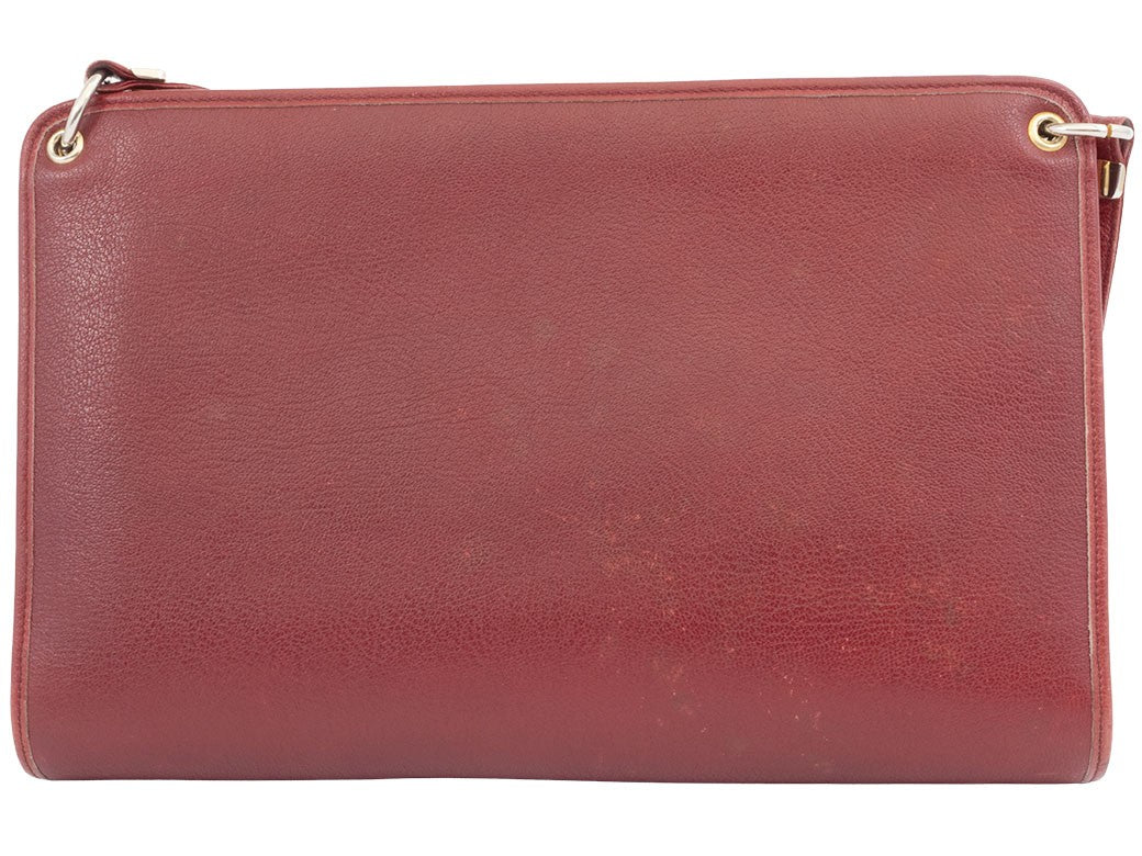 Christian Dior Womens Shoulder Bag Bordeaux Leather Vintage Preowned Auth1