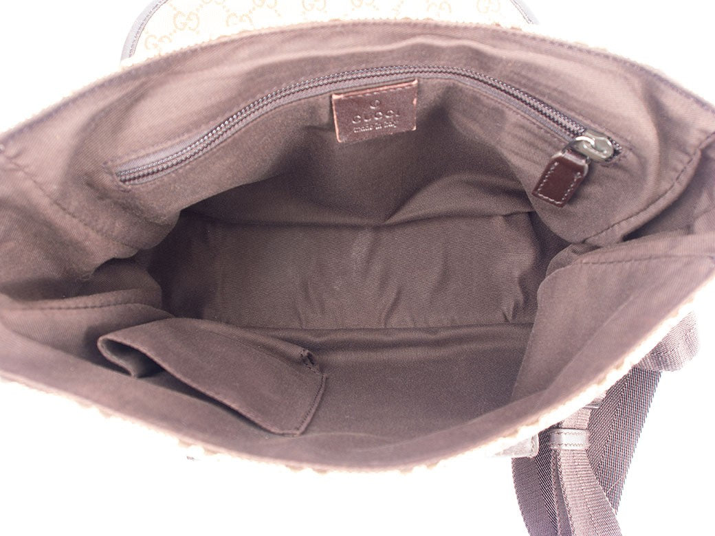 GUCCI GG Canvas Messenger Crossbody Shoulder Bag Beige Brown 145858 Preowned11