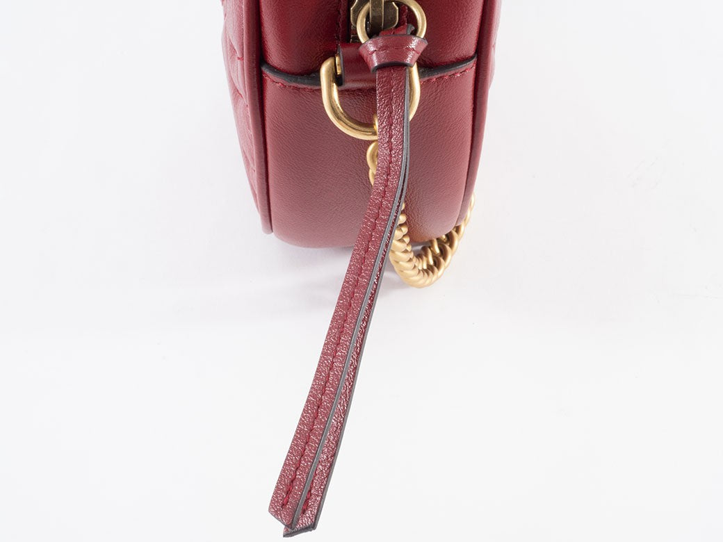 GUCCI GG Marmont Chain Shoulder Bag Red Round Heart Woman 550154 Preowned Auth16