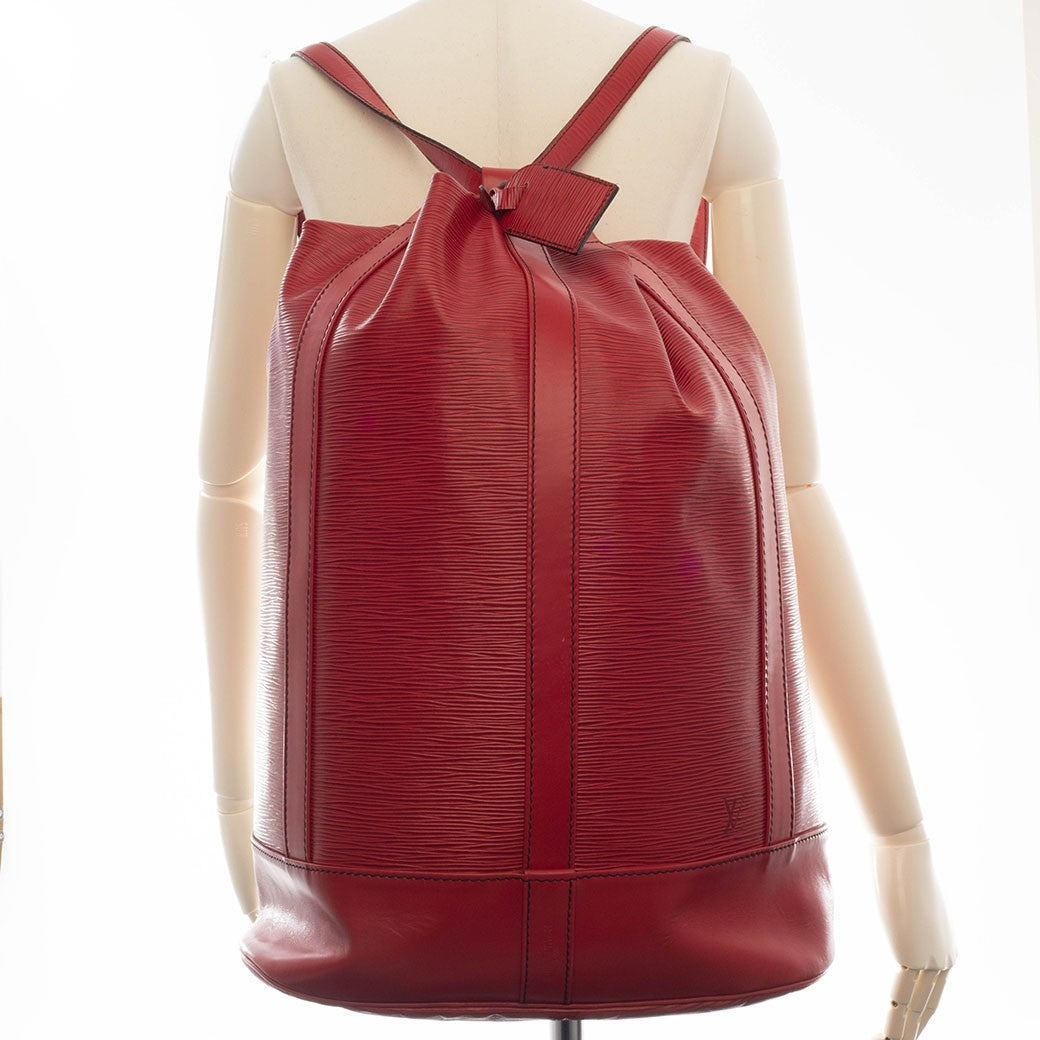 Louis Vuitton Epi Leather Randonnee GM Backpack Red M43087 Womens Preowned Auth9