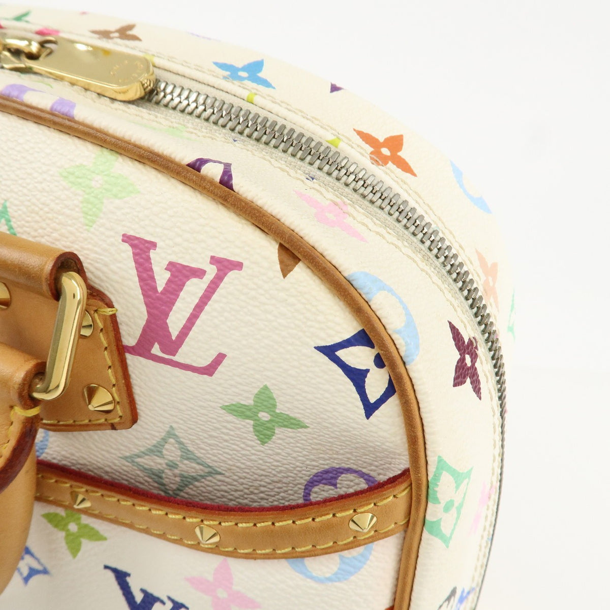 Louis Vuitton Monogram Multicolor Trouville Hand Bag Blanc M92662 Auth Used F/S15