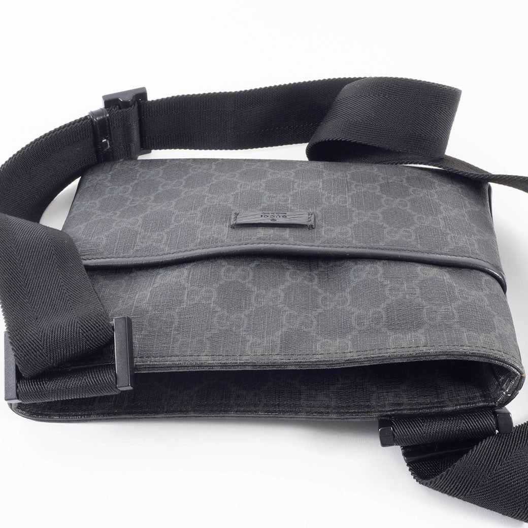 GUCCI GG Supreme Womens Crossbody Shoulder Bag Grey Coated Canvas Preowned Auth6