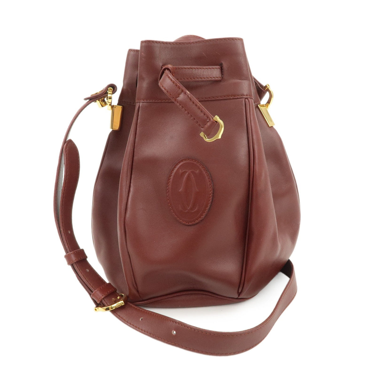 Cartier Must de Cartier Calf Leather Shoulder Bag Burgundy Authentic Used F/S0