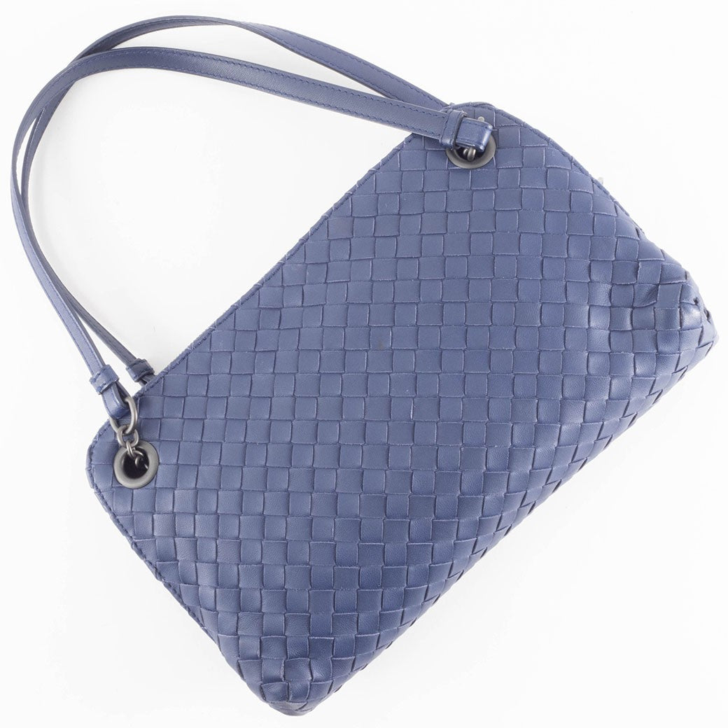 Bottega Veneta Intrecciato Navy Leather Women Shoulder Bag Handbag Preowned22