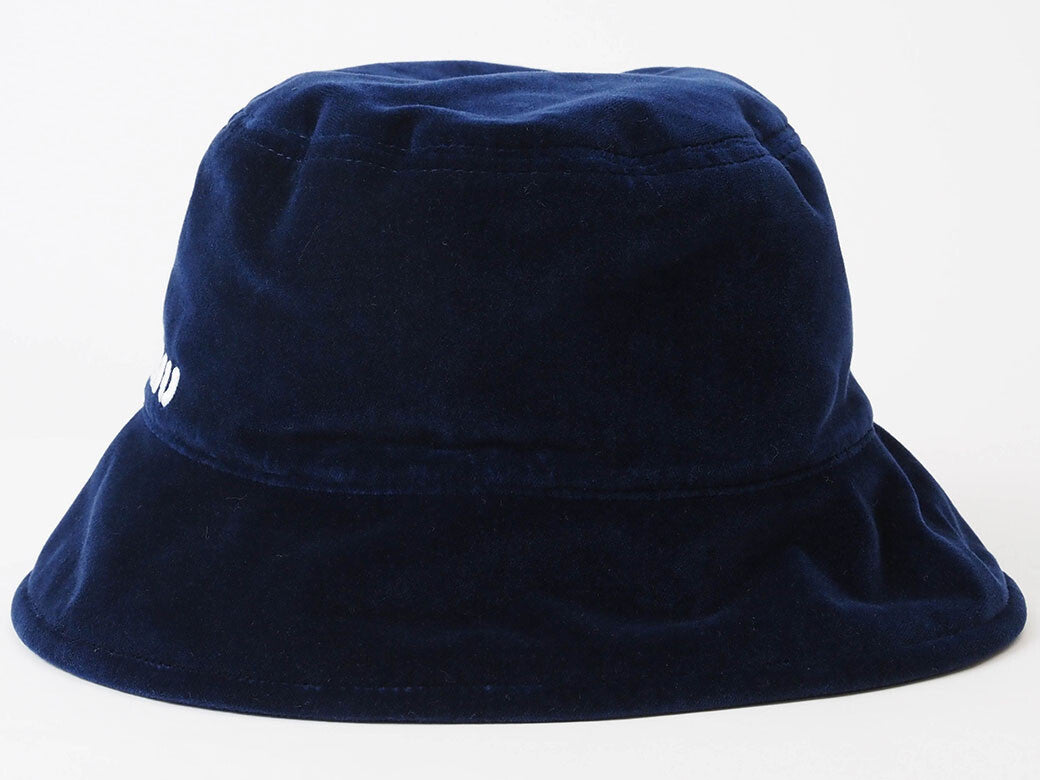 Auth Miu Miu Bucket Hat Navy 5HC196 Women's M (58) Velvet Velour Cotton Reuse2