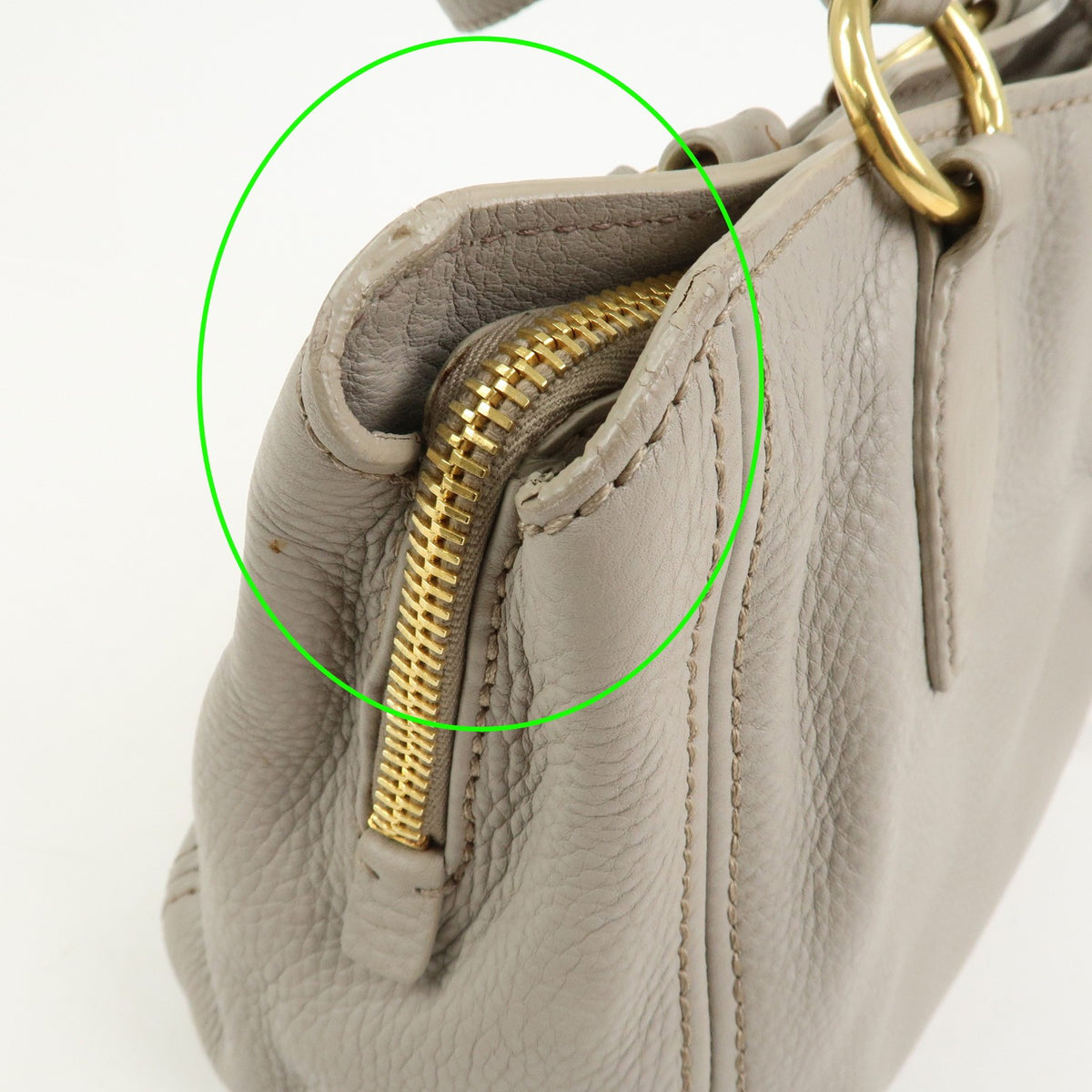 MIU MIU Handbag Logo Leather 2Way Bag Shoulder Bag Gray Authentic Used F/S17