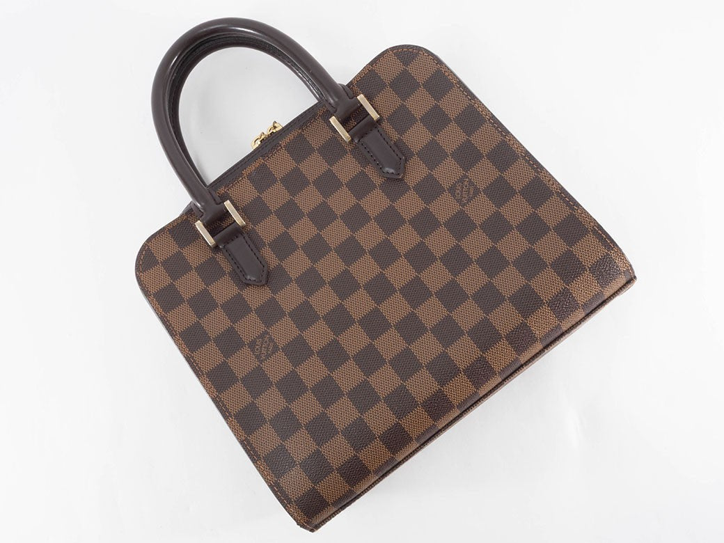 LOUIS VUITTON Triana N51155 Damier Ebene Canvas Brown Handbag Tote bag Preowned8