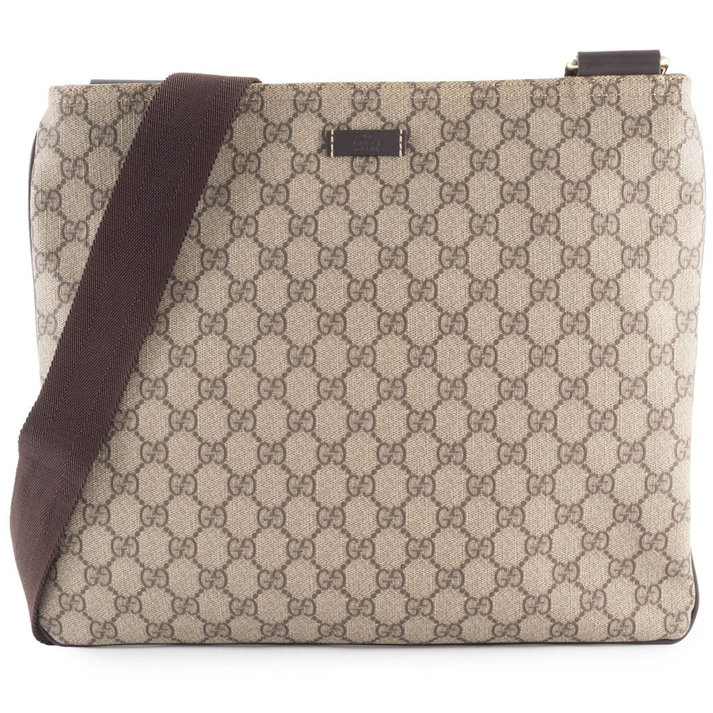 GUCCI GG Supreme Crossbody Shoulder Bag Beige Messenger Bag Preowned Auth0