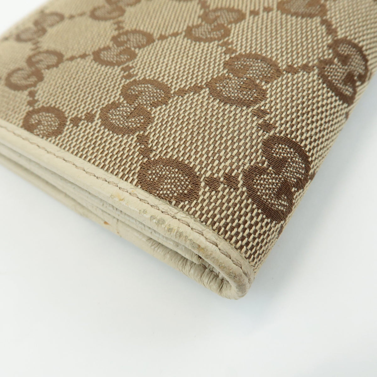 GUCCI Set of 2 GG Canvas Leather Wallet Beige Brown 203550/112715 Auth Used F/S6