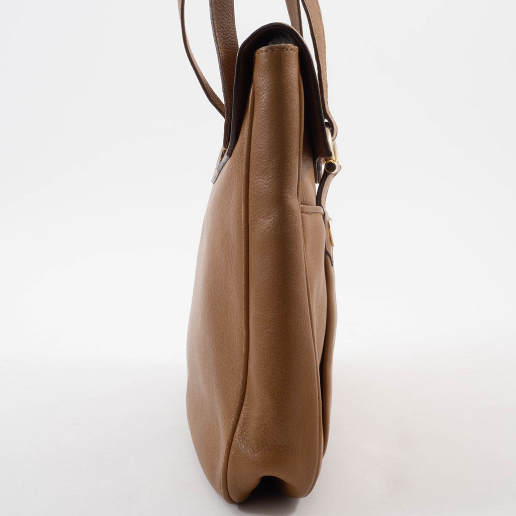 BALLY Old Bally Womens Shoulder Bag Camel Leather Flap Vintage Preowned Auth6