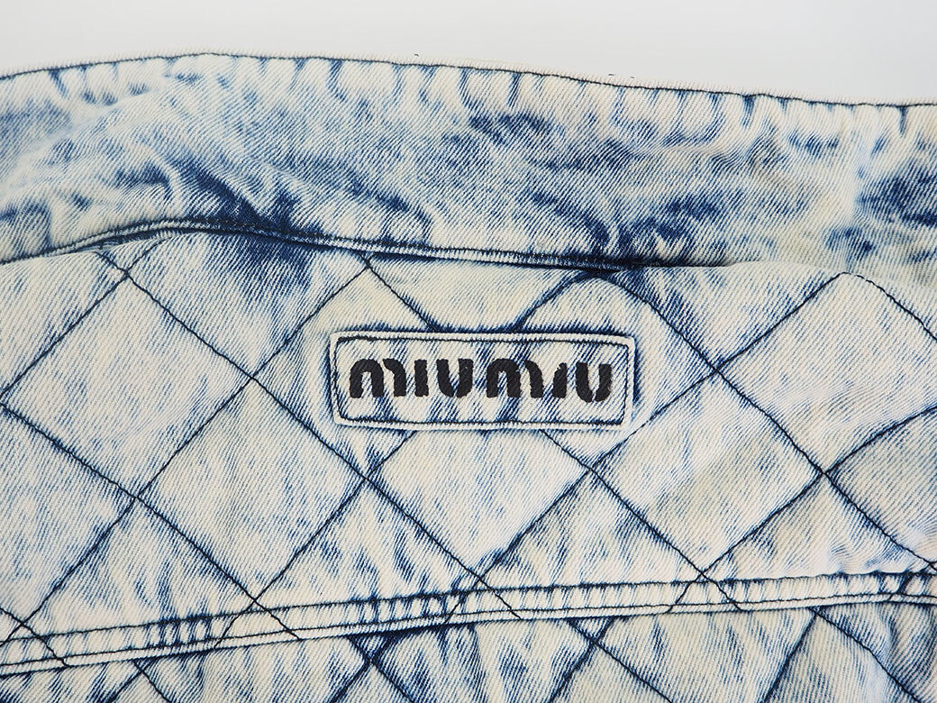 MIU MIU Quilted Denim Jacket Blue GWB086 38 Ladies Chemical Wash Reuse Used7