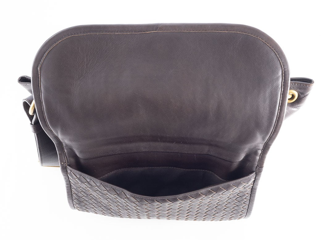 BOTTEGA VENETA Intrecciato Crossbody Shoulder Bag Dark Brown Leather Preowned8