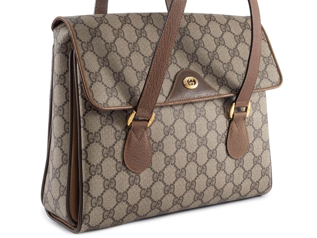 Gucci Bag GG Plus Handbag Shoulder bag Flap Beige Brown 116 02 080 Reuse Used1