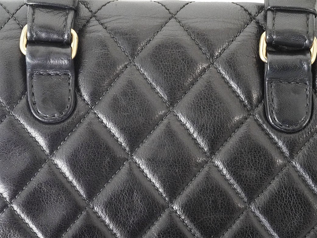 CHANEL Matelasse Waist Bag 70 Quilted Belt Bag Black Vintage Mini Preowned Auth5