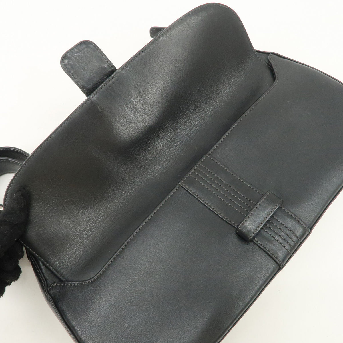 LOEWE Anagram Logo Leather Womens Shoulder Bag Handbag Black Preowned Auth15