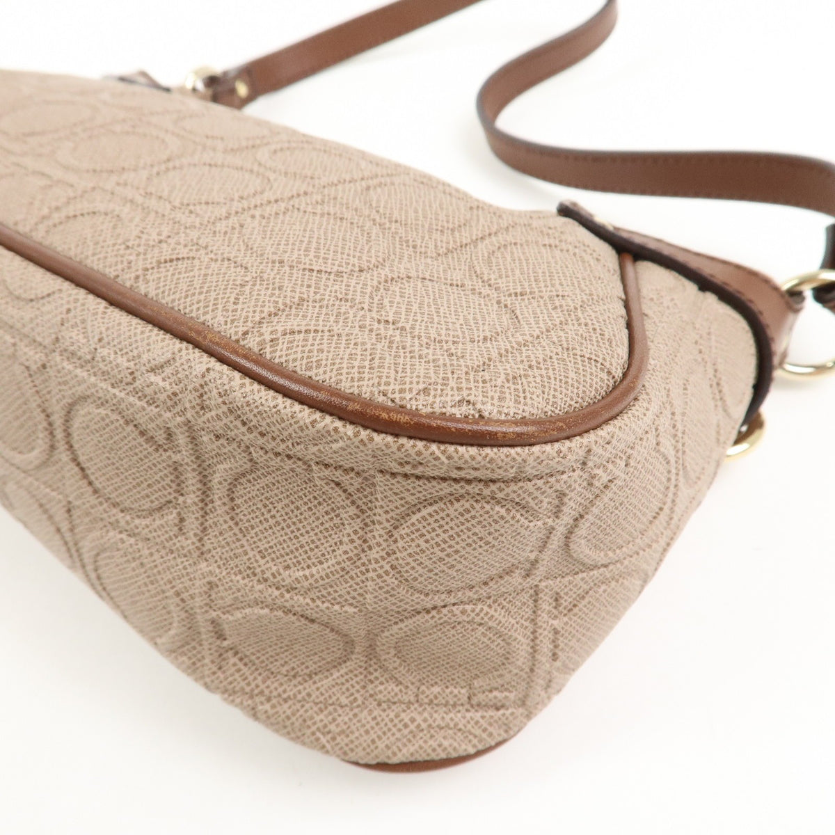 Ferragamo Gancini PVC Leather Shoulder Bag Brown Convertible Bag Preowned Auth17