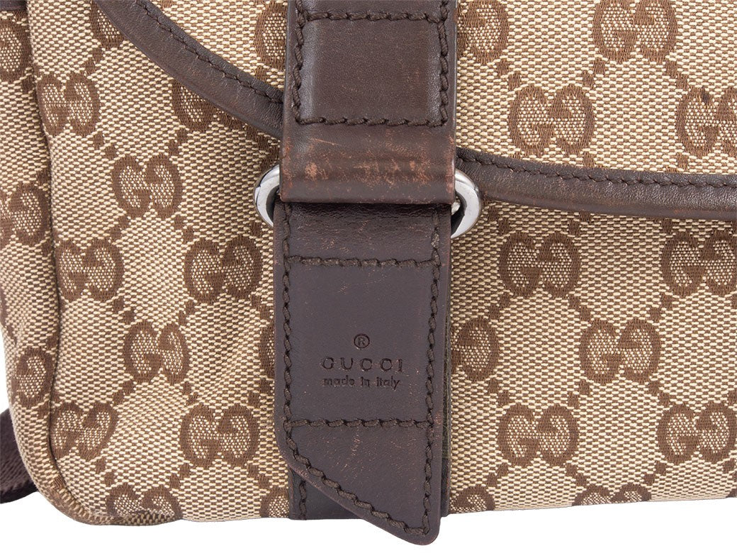 GUCCI GG Canvas Messenger Crossbody Shoulder Bag Beige Brown 145858 Preowned7