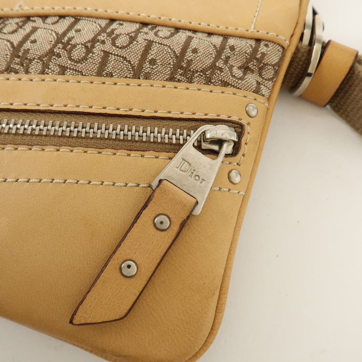 Christian Dior Street Chic Trotter Canvas Leather Shoulder Bag Preowned Auth16