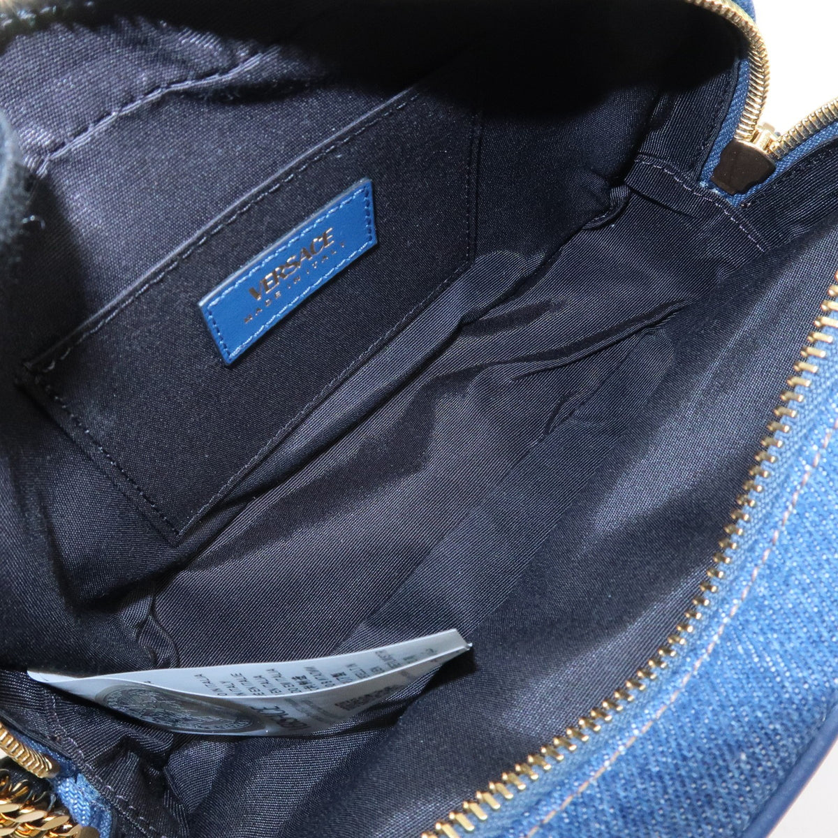 GIANNI VERSACE Denim Leather Chain Shoulder Bag Blue Authentic Used F/S20