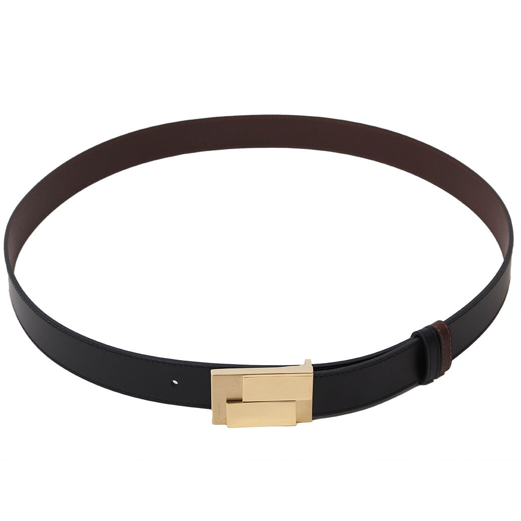 Auth Dunhill Reversible Belt Accessories Black Brown 112 Leather Black Brown 1120