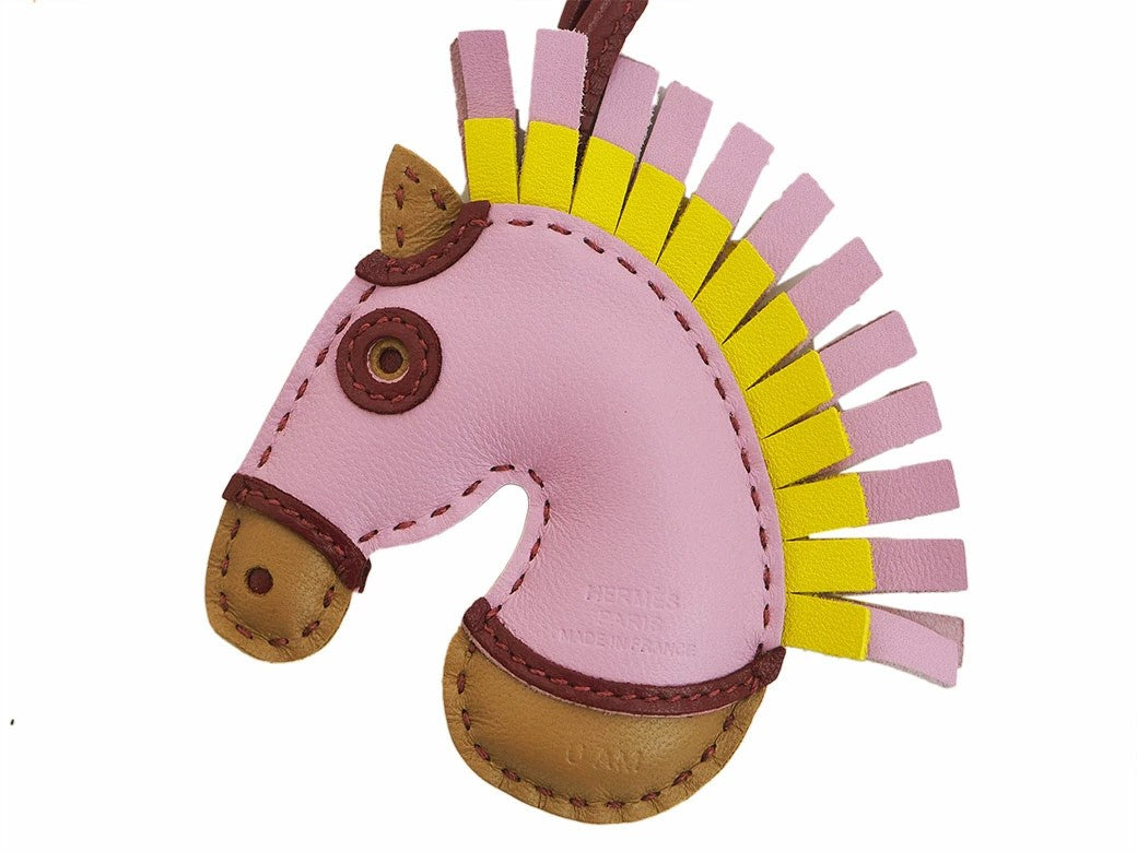 HERMES Zizi Camail Horse Bag Charm Mauve Sylvestre U Stamp Unused Preowned Auth3
