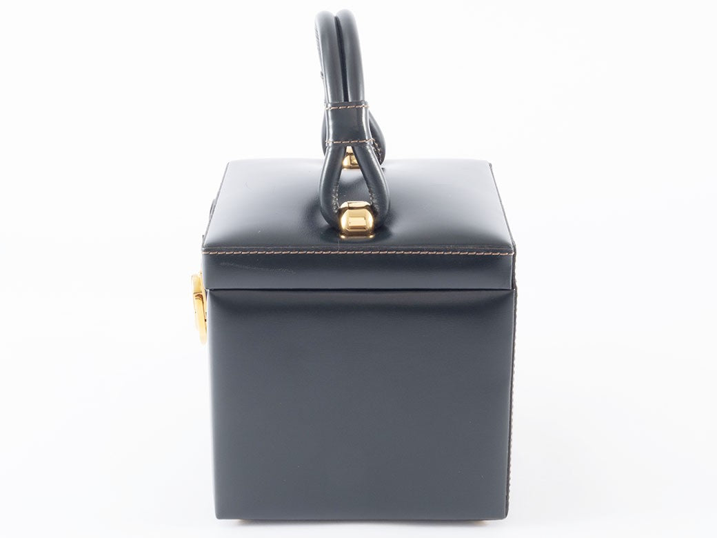LOEWE Vintage Vanity Bag Womens Box Handbag Green Leather Preowned Auth12