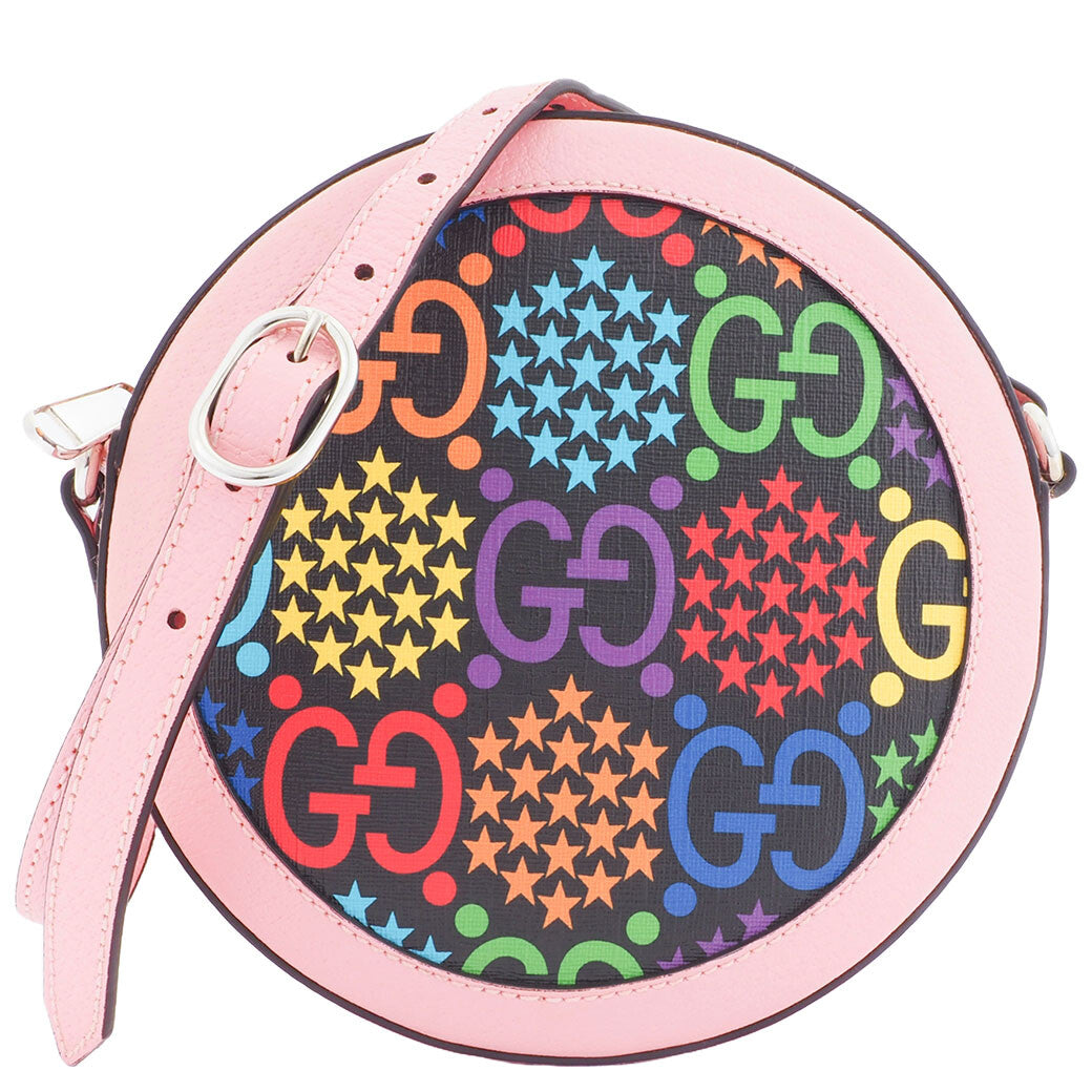 GUCCI GG Psychedelic Round Pink Multicolor Crossbody Shoulder Bag Preowned Auth0