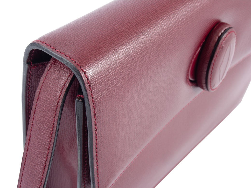 CARTIER Must de Cartier Bordeaux Leather Short Crossbody Shoulder Bag Preowned6