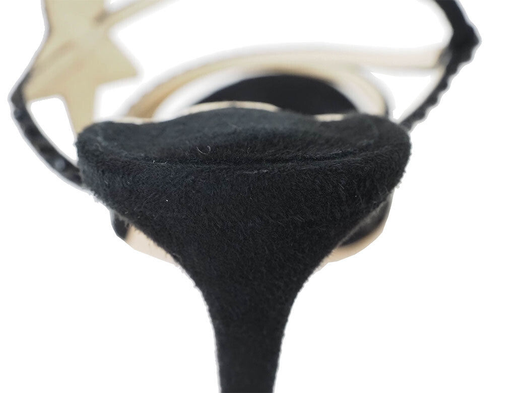 Auth Jimmy Choo Lynn100 Sandals Black Women's 38 Suede Jewel Stone Star Reuse9