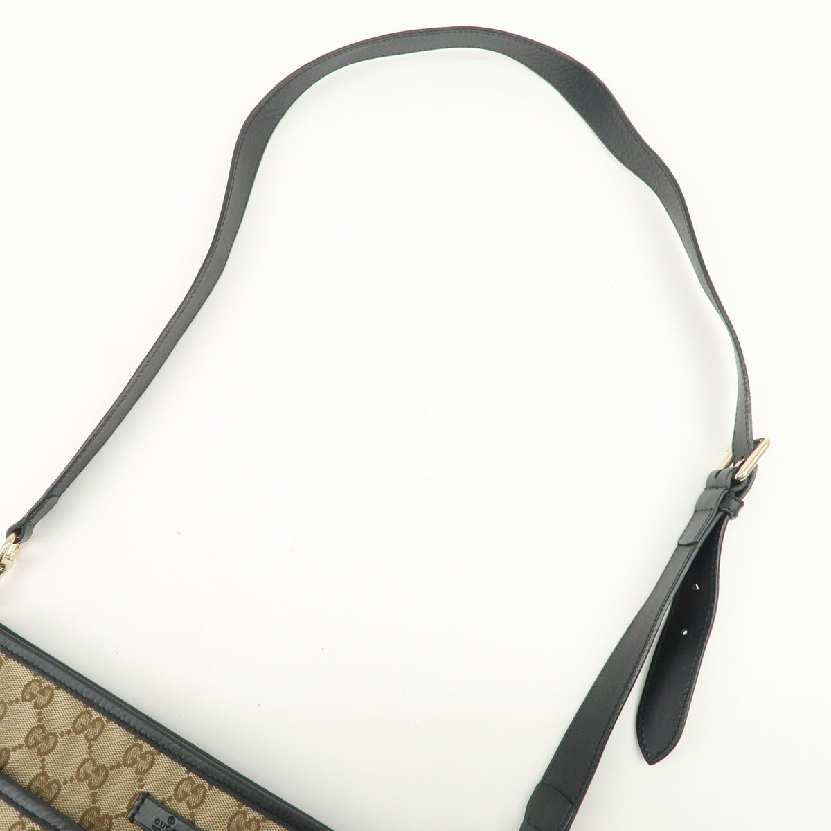 GUCCI Sherry GG Canvas Leather Shoulder Bag Beige Black 388926 Auth Used F/S5