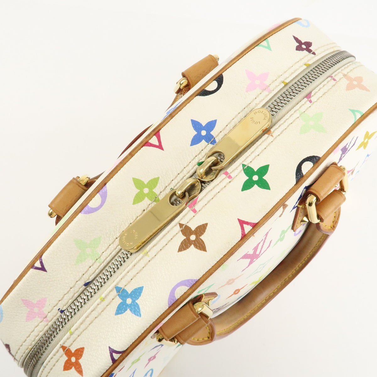 Louis Vuitton Monogram Multicolor Trouville Hand Bag Blanc M92662 Auth Used F/S18