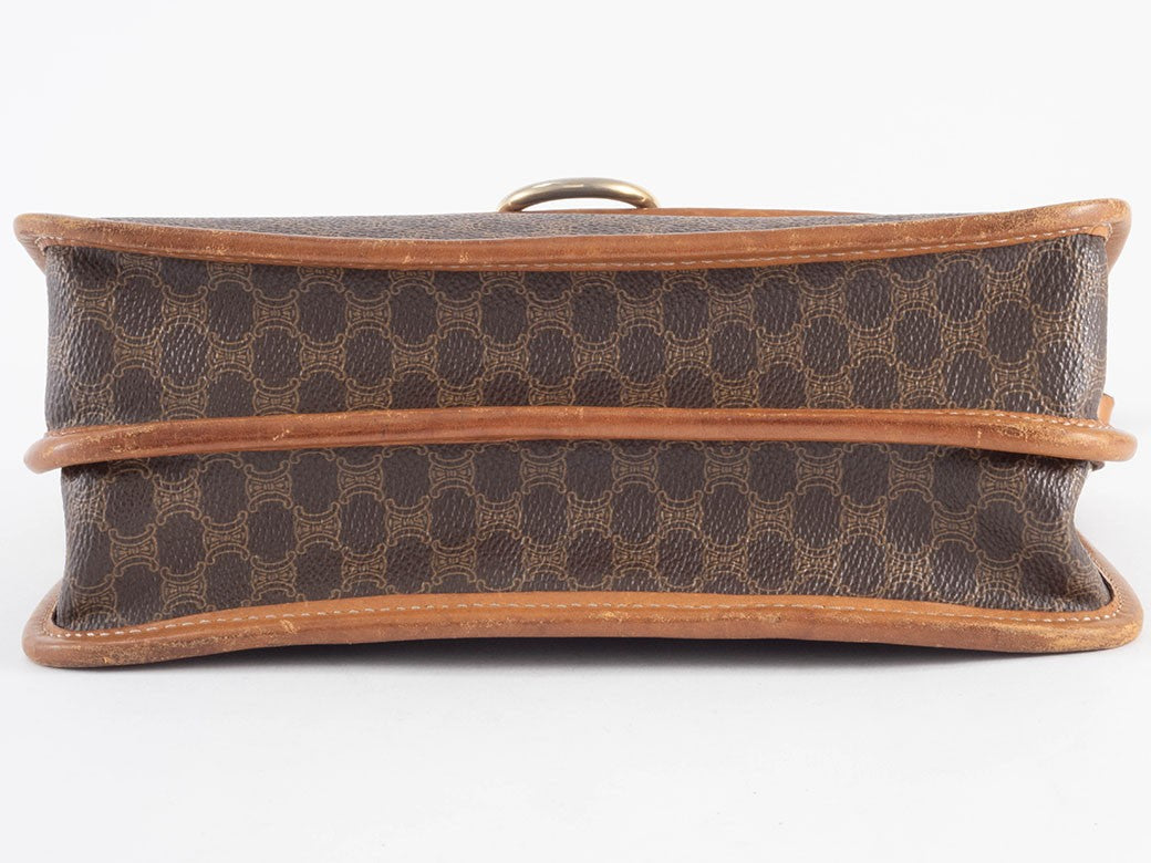 CELINE Macadam Flap Crossbody Shoulder Bag Womens Brown M08 Preowned Auth7
