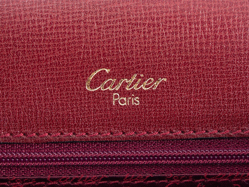 CARTIER Must de Cartier Bordeaux Leather Short Crossbody Shoulder Bag Preowned12