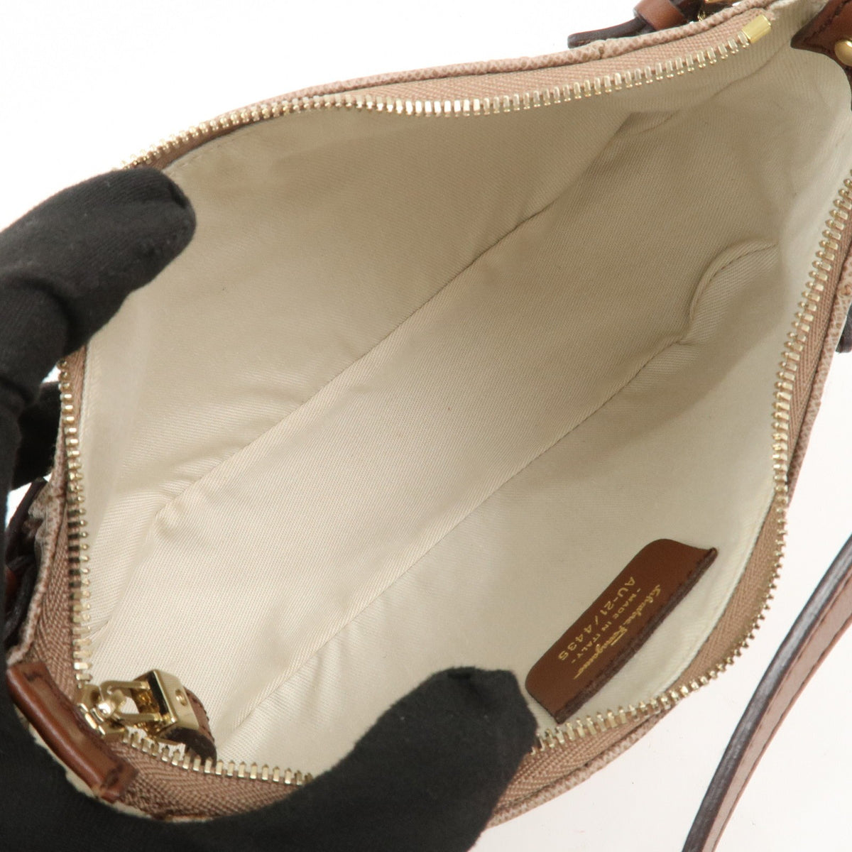 Ferragamo Gancini PVC Leather Shoulder Bag Brown Convertible Bag Preowned Auth18