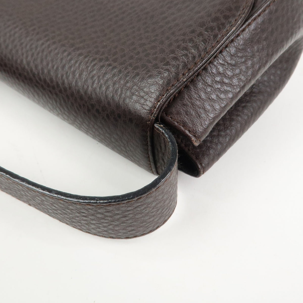 Ferragamo Gancini Logo Leather Shoulder Bag Hand Bag Brown Authentic Used F/S7