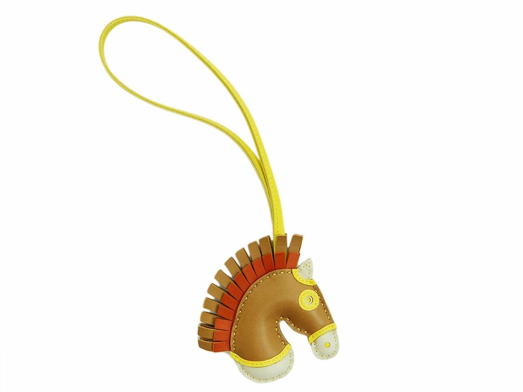 HERMES Zizi Camail Horse Bag Charm Cornaline Lime U Stamp Unused Preowned Auth2