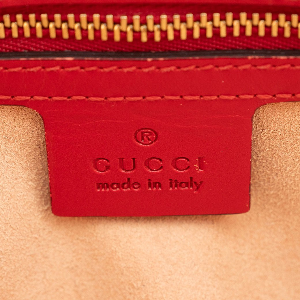 GUCCI Guccissima Leather Convertible Crossbody Shoulder Bag Tote Red Preowned18