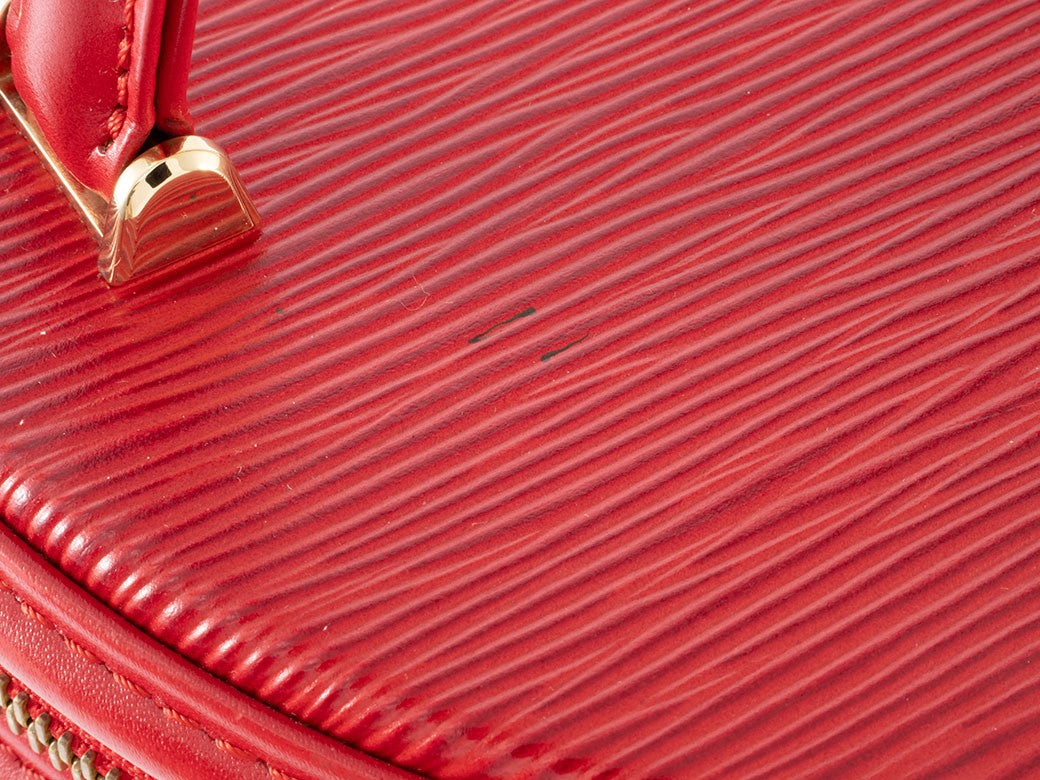 Auth Louis Vuitton Bag Cannes Vanity Bag Epi Castilian Red M48037 Reuse Used6