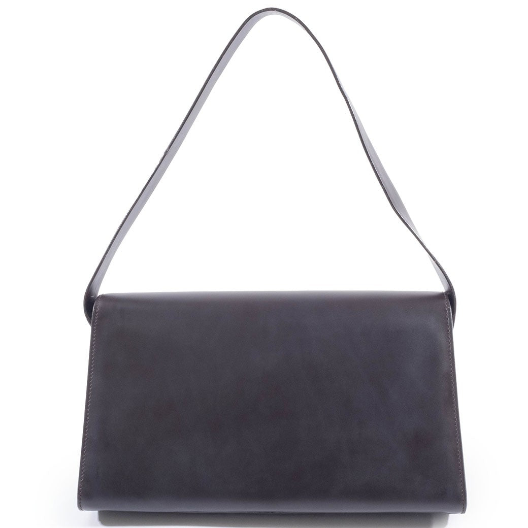 GUCCI Old Gucci Underarm Shoulder Bag Dark Brown Leather Vintage Preowned Auth1
