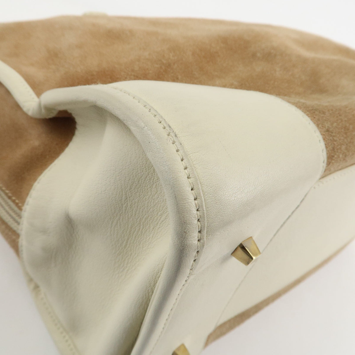 LOEWE Anagram Leather Amazona 32 Hand Bag Tote Bag Beige Ivory Auth Used F/S8