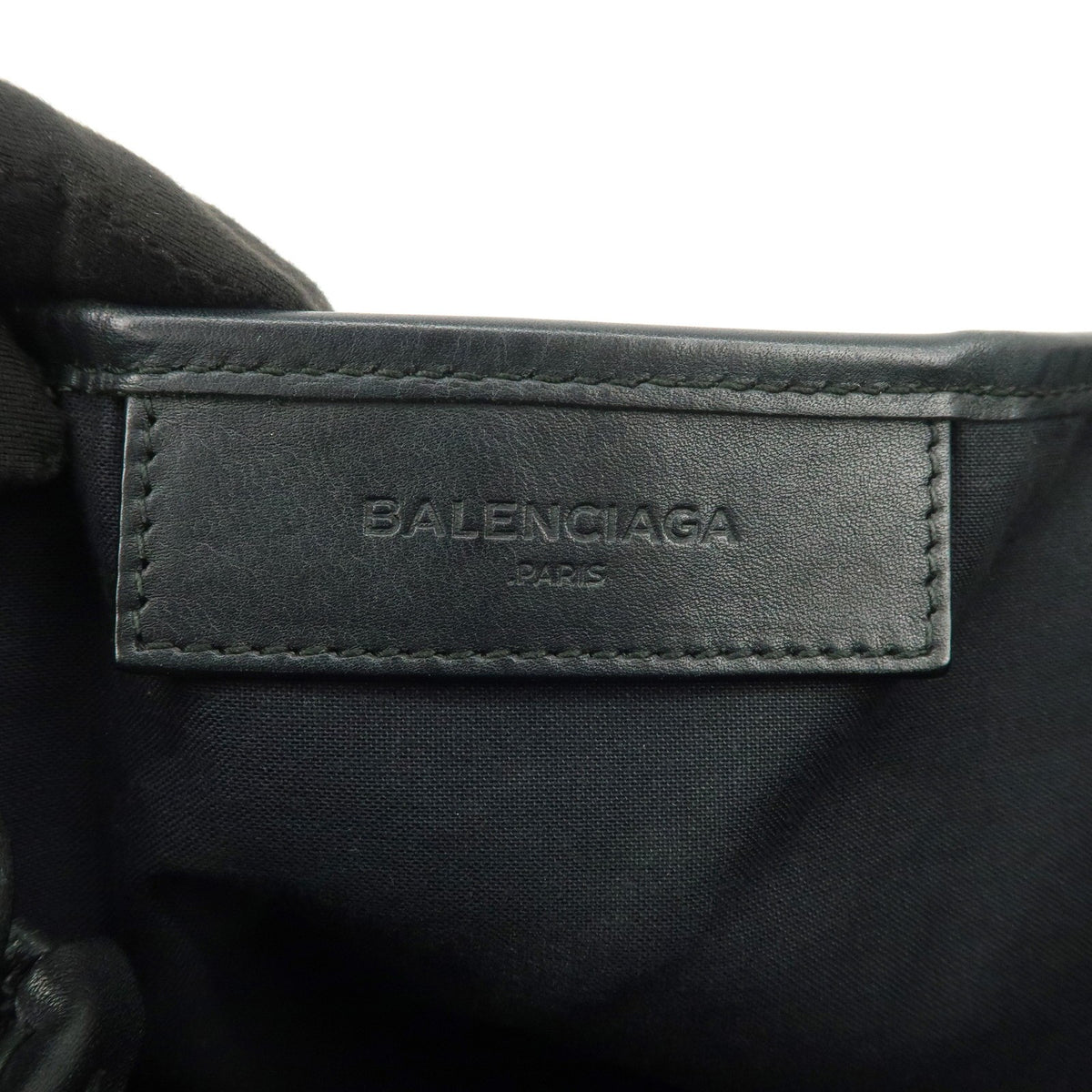 BALENCIAGA Leather Navy Cabas S Tote Bag Hand Bag Black 339933 Auth Used F/S21