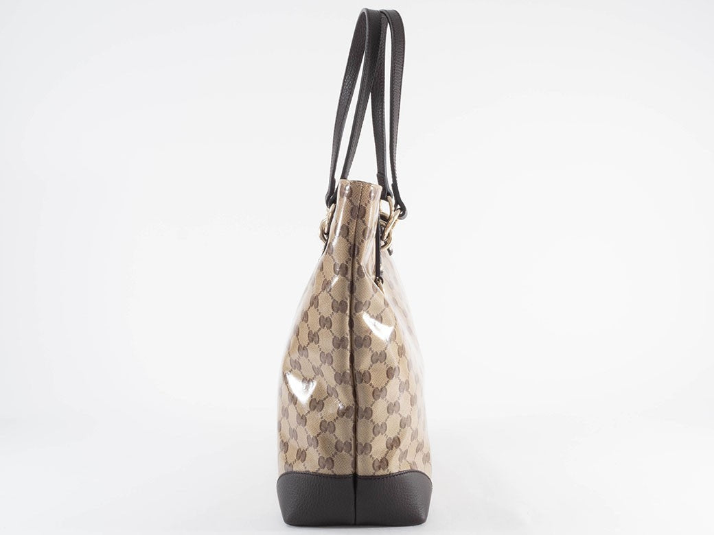 GUCCI GG Crystal Canvas Tote Bag Beige Leather A4 size 353706 Preowned Auth4