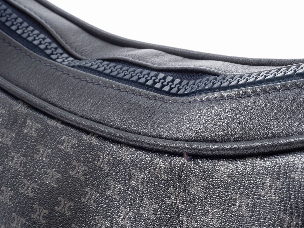 CELINE Macadam Blazon Navy PVC Leather Shoulder Bag Hobo Vintage Preowned Auth16