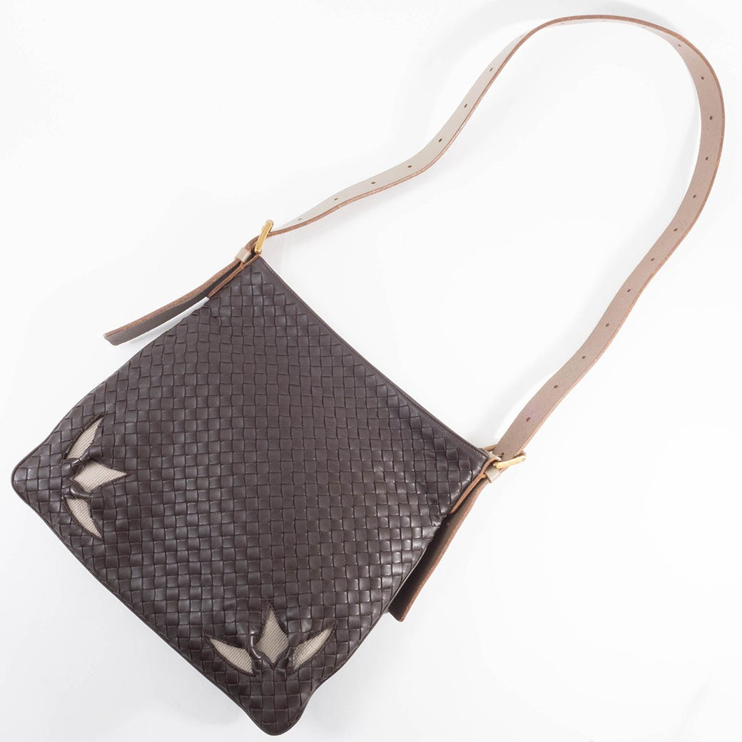 BOTTEGA VENETA Intrecciato Dark Brown Leather Crossbody Shoulder Bag Preowned10