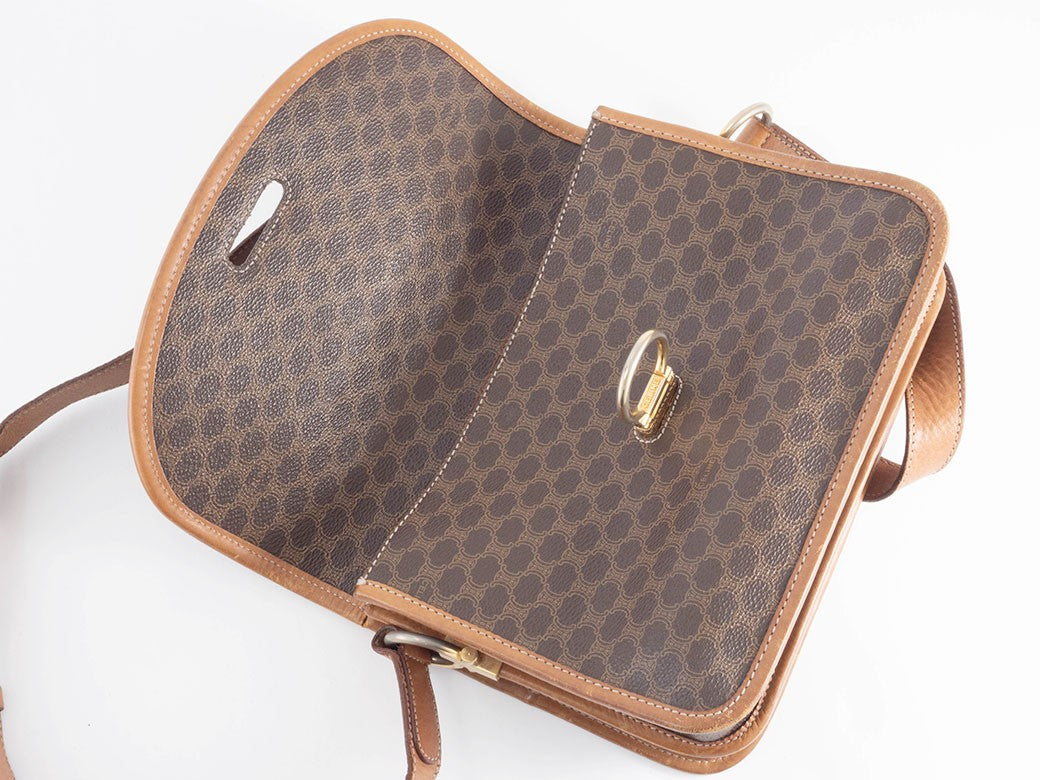 CELINE Macadam Flap Crossbody Shoulder Bag Womens Brown M08 Preowned Auth8