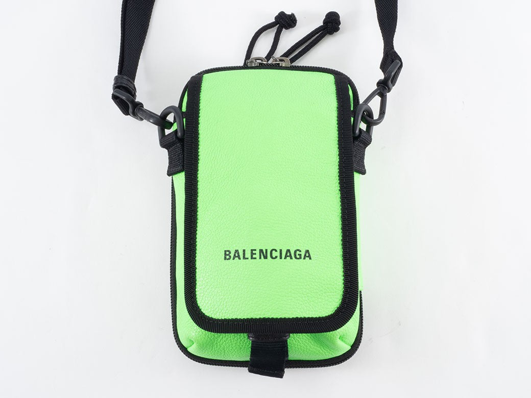 BALENCIAGA Explorer Crossbody Shoulder Bag Green Leather 593329 Pouch Preowned21