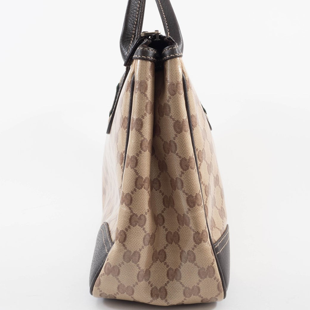 GUCCI GG Crystal Shoulder Tote Bag Sherry Line Web Beige Brown 293599 Preowned4